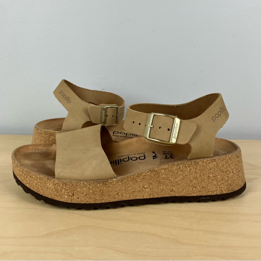 Birkenstock Papillio Women’s Size 37 / 6.0 Glenda Light Tan Leather Sandals - Picture 4 of 12